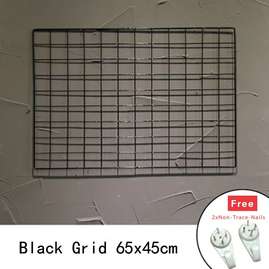 Black 65x45cm Стеллаж для хранения Сетка на стену DIY Украшение Металлическая сетка настенная подвесная фоторамка многофункциональная Панель открытки сетка рамка - Цвет: Black 65x45cm