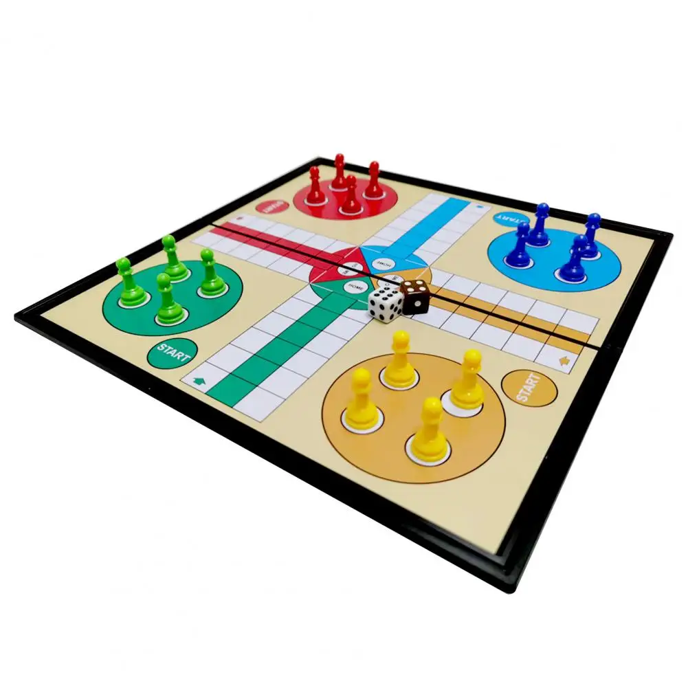25cm Ludo Board Game Magnetic 5 In 1 Plastic Folding Chessboard Ludo Chess for Kids Children Camping Travel Game Set