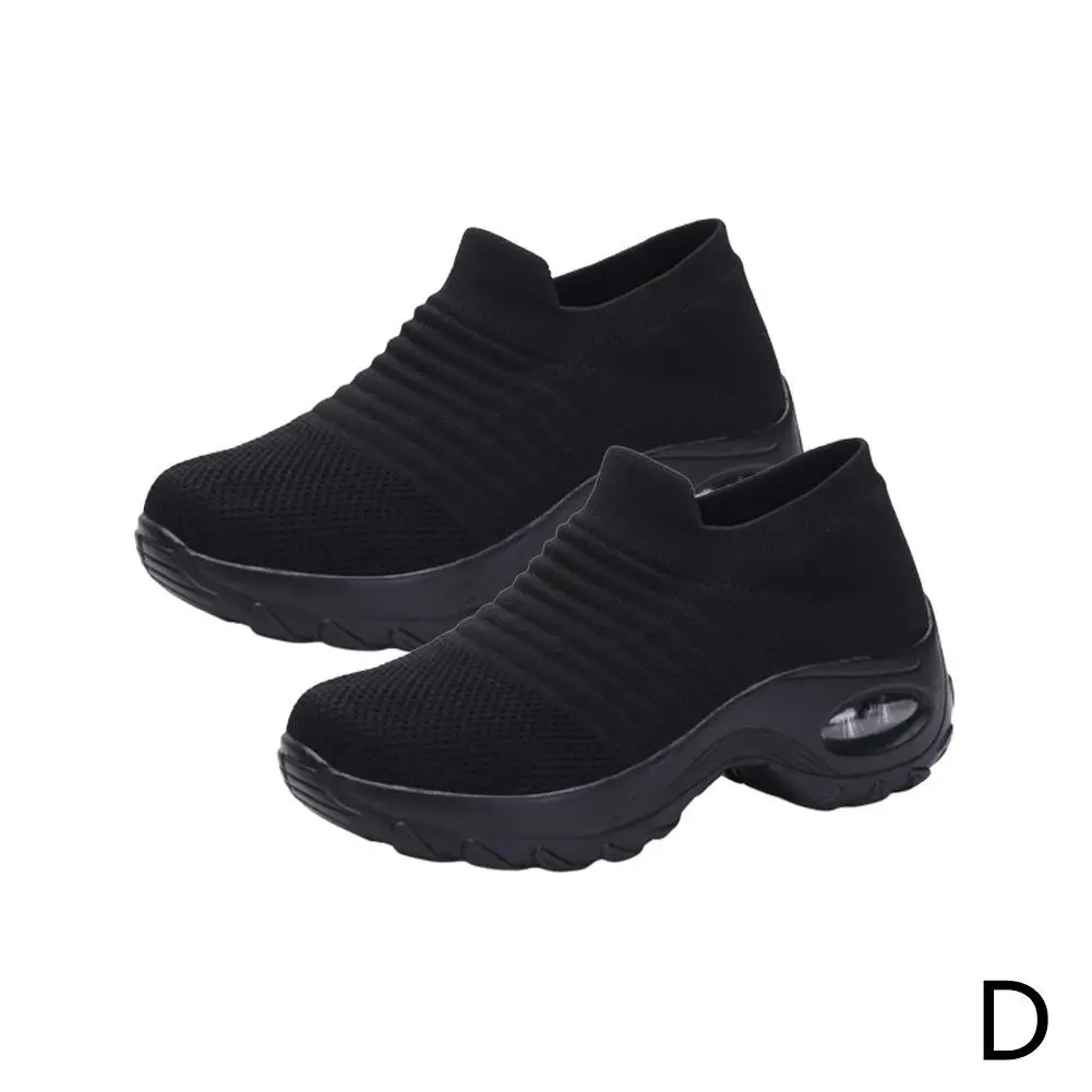 pure balck Женские кроссовки на платформе с воздушной подушкой; дышащая женская модная обувь; женская модная спортивная обувь, увеличивающая рост; большие размеры 35-42 - Цвет: pure balck