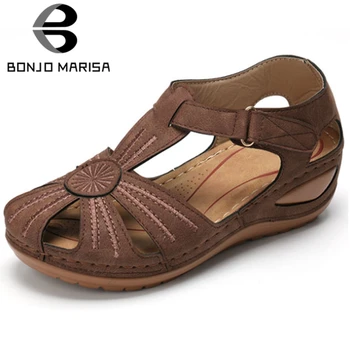 

BONJOMARISA Hot Sale Ladies Concise Wedges Sandals Fashion Decorating Sandals Women 2020 Comfort Summer Platform Shoes Woman
