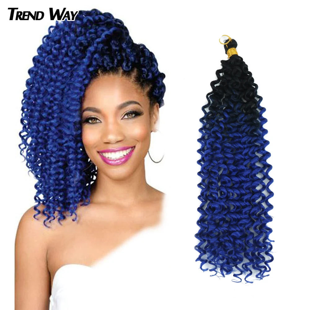 

16inch Afro Kinky Curly Water Wave Ombre Braiding Hair Crochet Braids Synthetic Hair Extensions For Black Women Blonde Brown