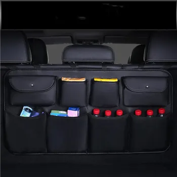 

High quality leather Car Rear Seat Back Storage Bag Multi Pocket Car Trunk Organizer Auto Stowing Tidying Interior Accessories