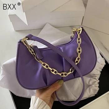 

[BXX] Simple Chain Pleated Could Bags For Women 2020 Summer Shoulder Handbags Female Fashion Solid Color Travel Hand Bag HM812