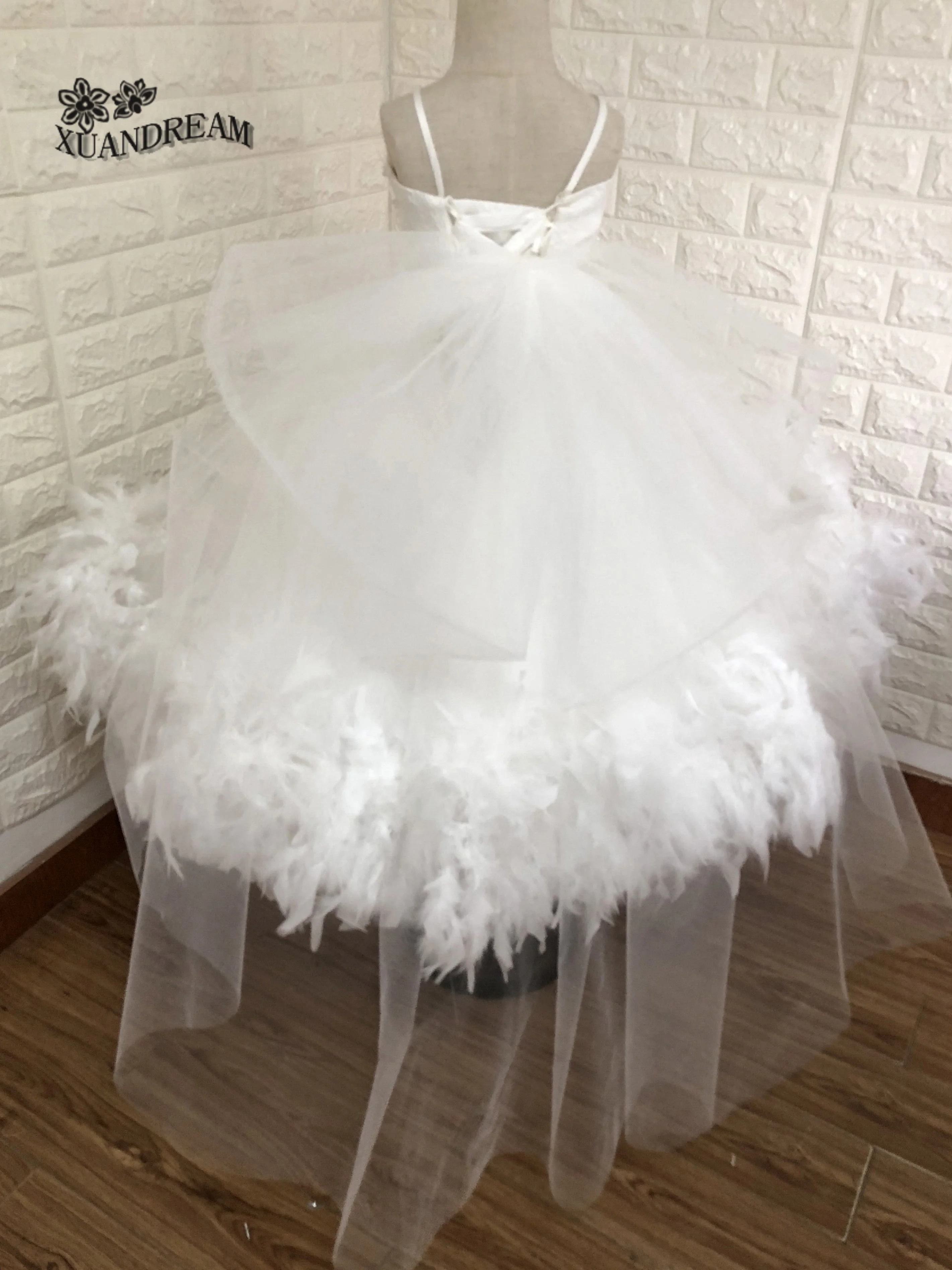 Красивое детское платье primera comunion vestidos de primera comunion, Пышное Бальное Платье с перьями и цветами, платья для девочек XD-125