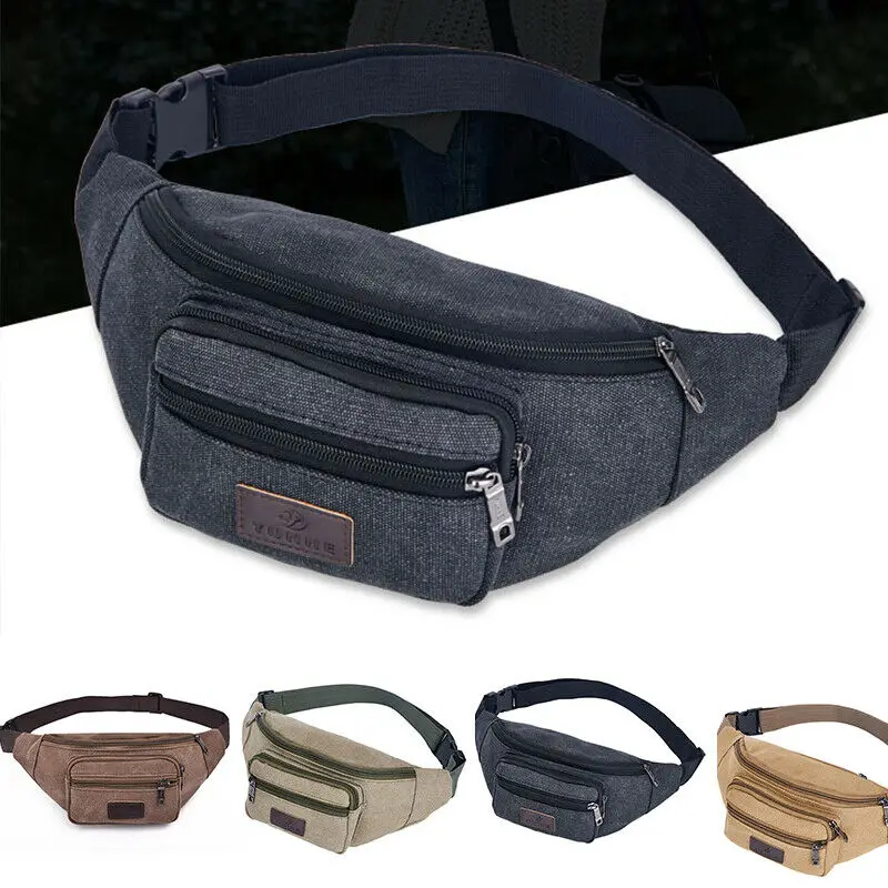 

New Unisex Men Women Waist Pack Solid Zipper Large Capacity Multi Pocket Multi Function Chest Bag Csual Sports Travel Bag
