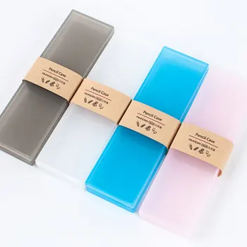 

Pencil Case Simple Transparent Frosted Plastic Pencil Box Pens Single Layer Storage Stationery Mini School Supplies 1Pcs