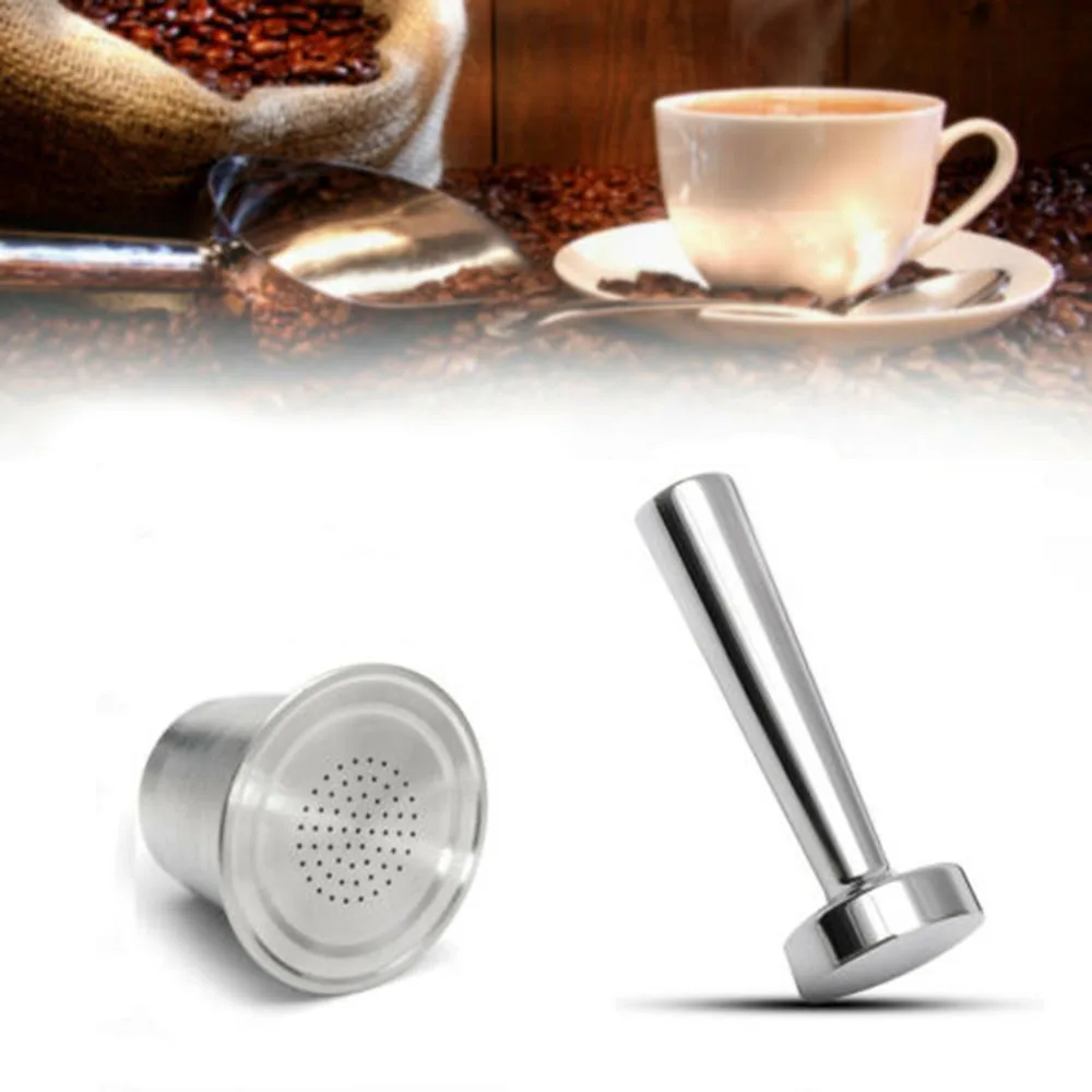 

Stainless Steel Powder Hammer Set Refillable Coffee Cup Capsules Brewing Pods For Nespresso Coffeeware Reusable