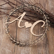 На заказ Свадебная монограмма приглашение лазерная резка инициалы Свадебные Место карты лавровый венок свадебный стол знаки Свадебный логотип