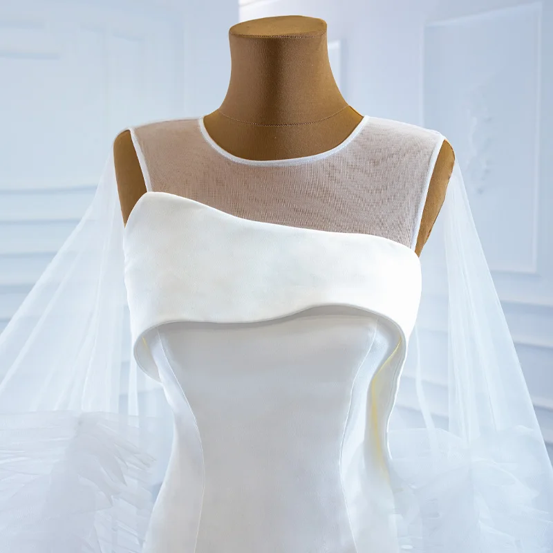 J67190 New Jancember Mermaid White Satin Wedding Dress 2020 Watteau Train Tank With Sleeveless O-Neck 5
