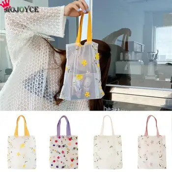 

Creative Design Summer Flower Embroidery Handbag Classic Texture Chic Mesh Lace Women Small Tote Beach Shopping Bag