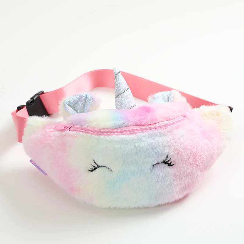 Fanny Women Plush Waist Bag Unicorn Chest Bags Cute Travel Belt Shoulder Bag For Teenager Girls Waist Bag - Цвет: Pink