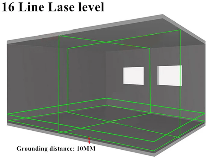 FUKUDA Niveau Laser 16 Lignes 4D /à nivellement Automatique Ajustement Horizontal et Vertical /à 360 degr/és T/él/écommande pour visibilit/é Plus /élev/ée,Vert,16Line