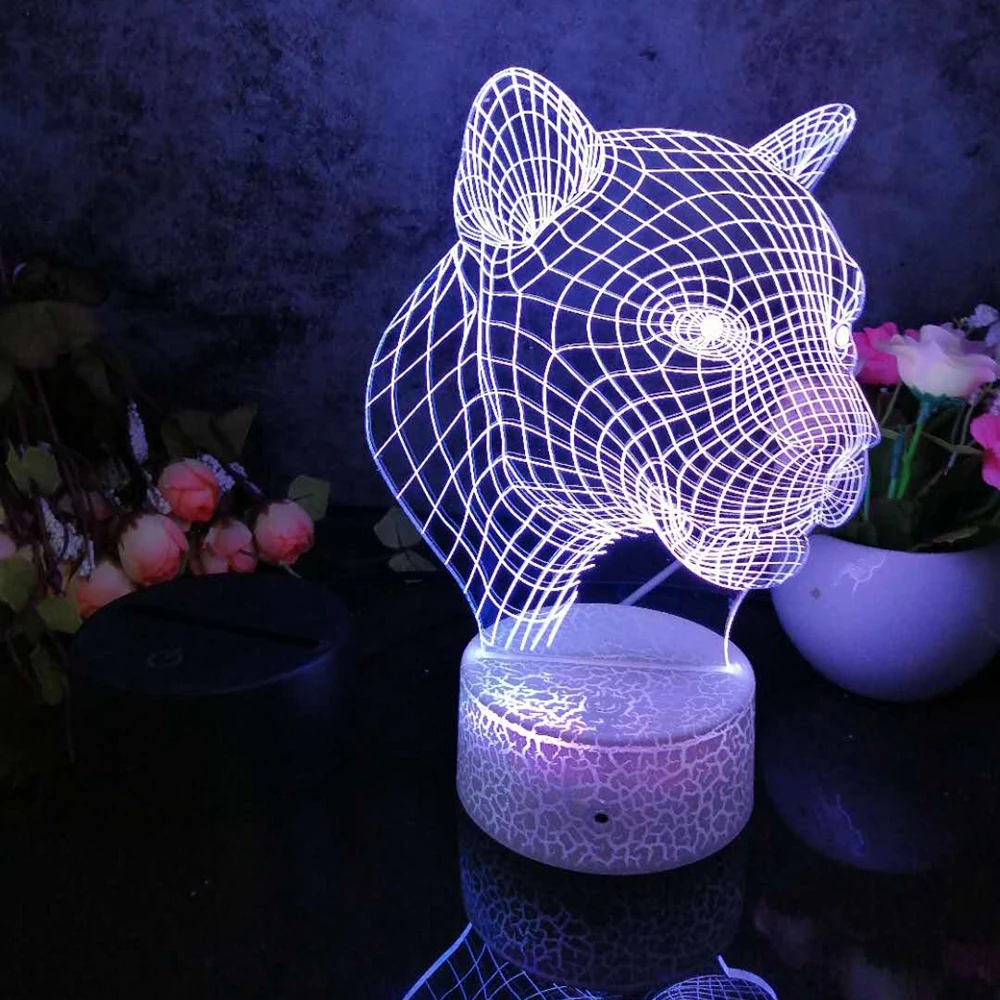 3D светодиодный ночсветильник Molezu в виде головы леопарда на Хэллоуин украшение