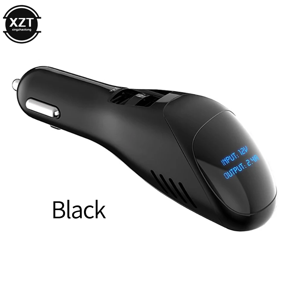 Air Purifier Car Air Purifier 12V 24V Negative Ions Air Cleaner Ionizer Freshener Auto Mist Dual USB Fast Car Charger HD Digital Display