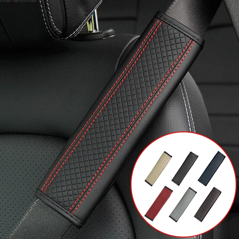 2/1 Pcs Car PU Leather Safety Belt Shoulder Cover Breathable Protection Padding Seat Pad Auto Interior Accessories | Автомобили и