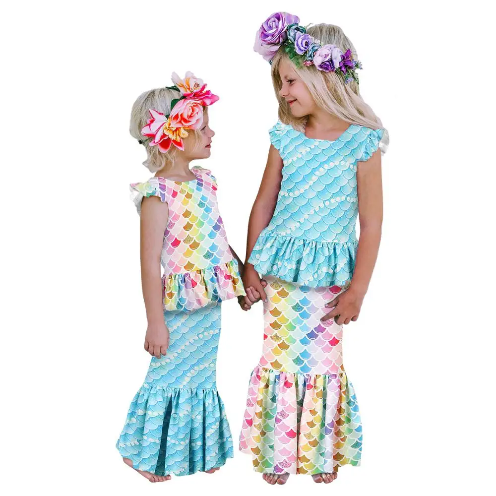 New Anime Cosplay Costume For Baby Girls Princess 3D Top Skirts Fashion Mermaid Dress Sets Kids Clothes 6 8 10 | Детская одежда и