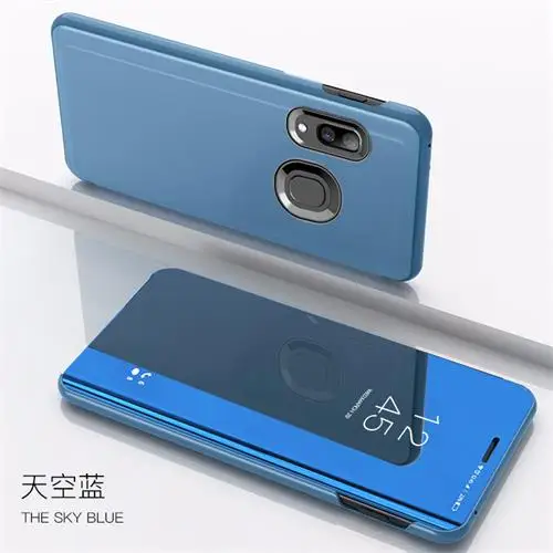 Luxury Smart Mirror Flip Phone Case For Samsung Galaxy A20S Fundas Cover On Galaxy A20 Coque Accessory For Galaxy A20E A2 Core - Цвет: Blue