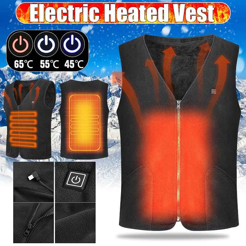

Winter Electric Heating Jacket Vest Heated Cloth Coat Men Women's USB Warm Sport Softshell Winter For Hiking Camping