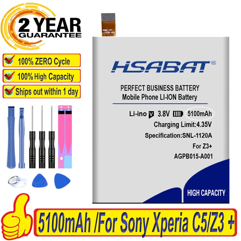 HSABAT LIS1579ERPC 5100mAh Battery For Sony Xperia C5 Ultra / Dual E5506 E5553 E5533 E5563 Z3 Plus Z3+/ E6553 Z4 E6533 | Мобильные
