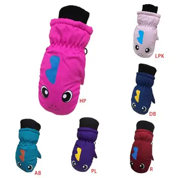 

Toddler Infant Kids Winter Thick Lined Warm Gloves Cartoon Dinosaur Printed Waterproof Windproof Elastic Cuff Mittens 3-5T