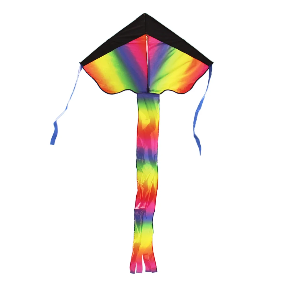 105 x 67cm Kite Colorful Rainbow Delta-shaped Flying Kite Outdoor Beach Toys for Kids Adults with Tail Ribbons