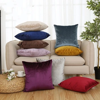 

Solid color sofa Italian flannel cushion cover bright color velvet throw pillowcase large backrest pillow case