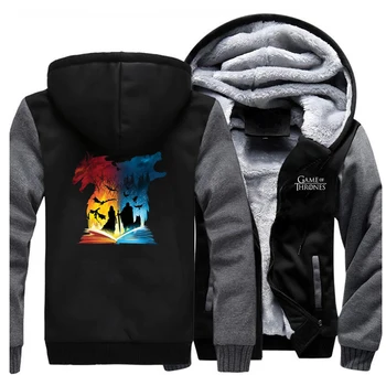 

Fashion Game Of Thrones Hoodies Book Of Fire And Ice Thicken Jacket Hoodies Men Casual Sportswear Ourswear Hip Hop Streetwear