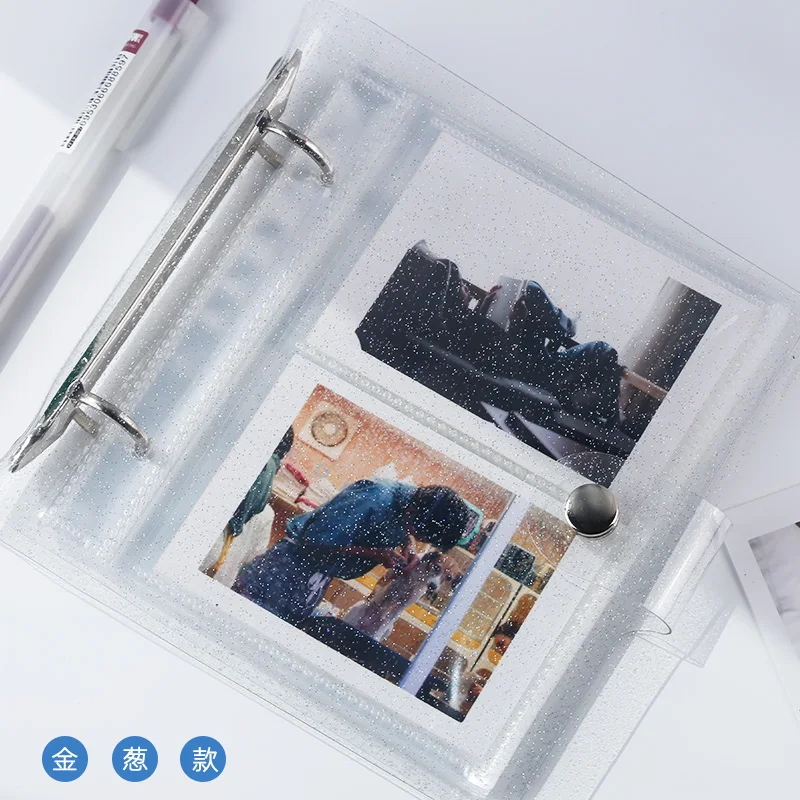 Yoofun 100/50 Pockets PVC Portable Photo Album Laser Color Album for Mini Instax & Name Card Album Photo Book Transparent chinese ouyang xun brush pen copybook offical script running script calligraphy book portable pockets copybook stone inscription