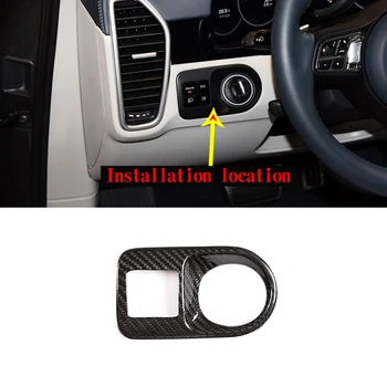 

For Porsche Cayenne 2018 2019 Real Carbon Fiber Car Headlight Switch Frame Trim Car Accessories