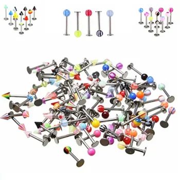

10/20/30/50Pcs Mix Vertical Labret Lip Piercing Lot 16G Plastic Labret Piercing Pack Mix Lip Ring Lot Cartilage Tragus Piercing