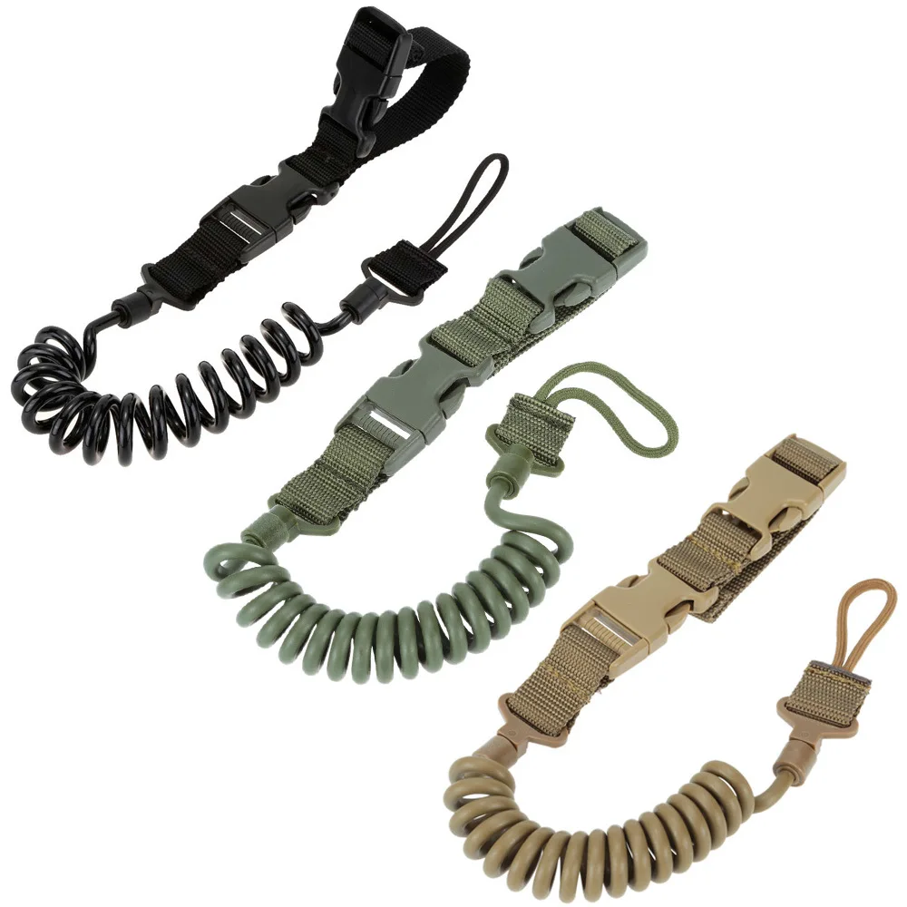 Adjustable Pistol Lanyard New Durable Tactical Rifle Sling Hunting Accessories Secure Spring Retention Rope Sling Key Chains