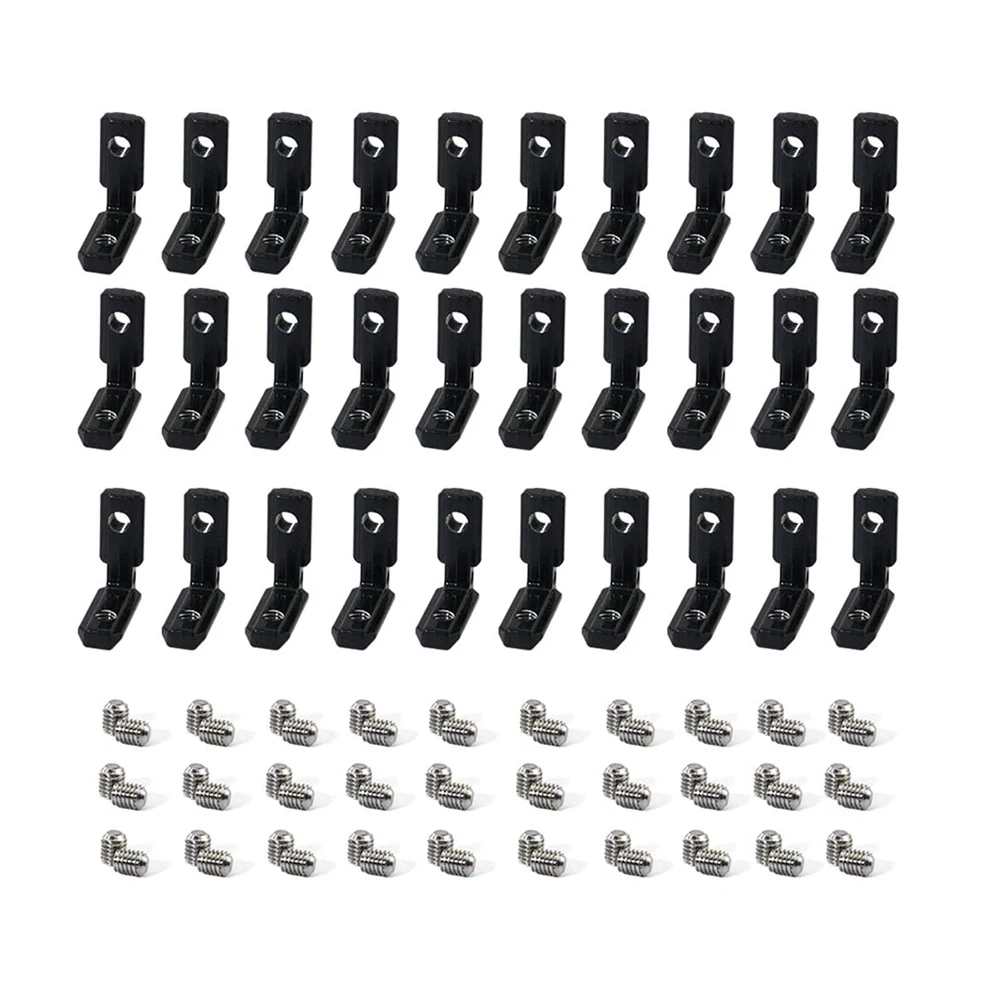 Черный L-образный внутренний угловой шарнирный кронштейн с винтом и гаечным