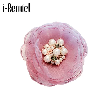 

Korea Fashion New Fabric Yarn Lace Flowers Brooch Lapel Pin Hairpin Clips Corsage Temperament Shirt Bag Hat Women Accessories