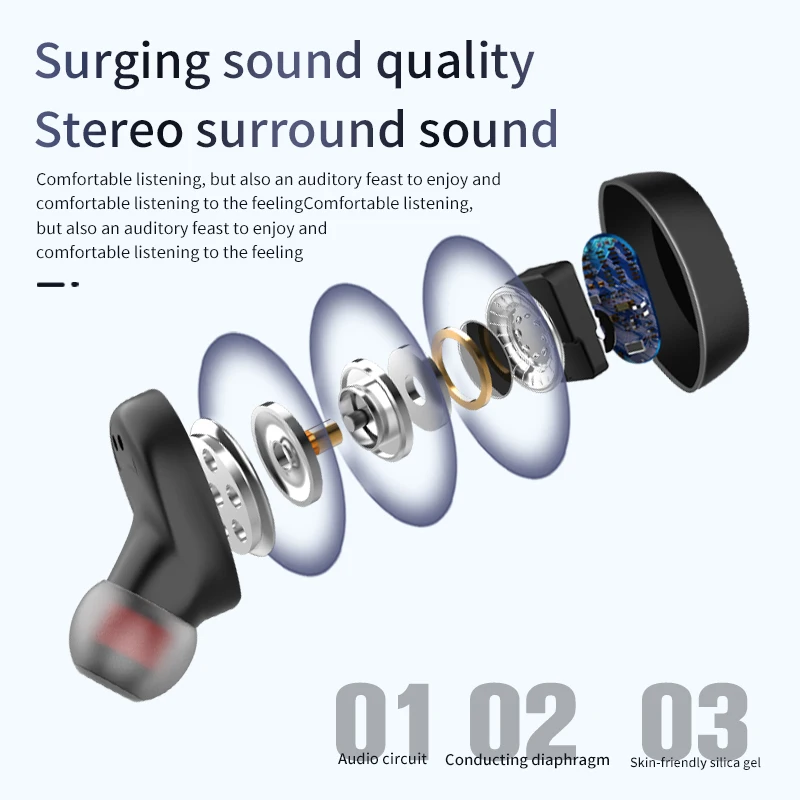TWS Wireless Headphones Bluetooth Earphones Waterproof And Noise Reduction Cinema-grade Sound Effects Suitable For Android IOS