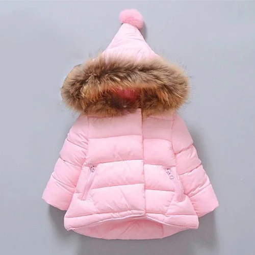 Photo Color Одежда для девочек зимнее хлопковое пальто пуховик Толстая теплая Outerwear1-6 с капюшоном и меховым воротником качественная одежда для детей от года, лидер продаж - Цвет: Photo Color