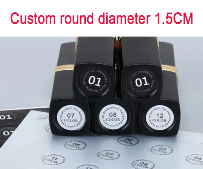 

100PCS1.5-2.5 cm lipstick sticker silver black custom text logo custom LOGO personalized label sticker gift sticker