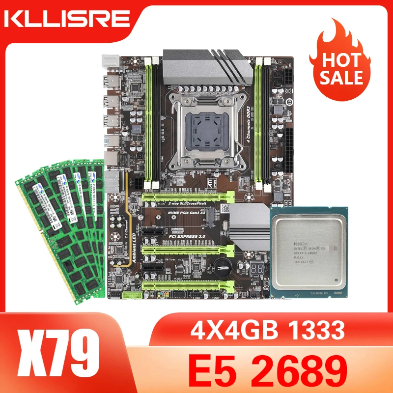 Комплект материнской платы Kllisre X79 Xeon LGA 2011 E5 2689 4x4 ГБ = 16 Гб 1333 МГц DDR3 память ECC