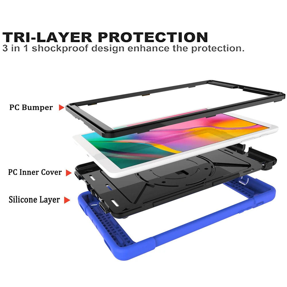 Tab A 10,1 T510 чехол 360 Вращающаяся подставка/рука+ шейный ремешок для samsung Tab A 10,1 SM-T510/T515 сверхпрочный ударопрочный