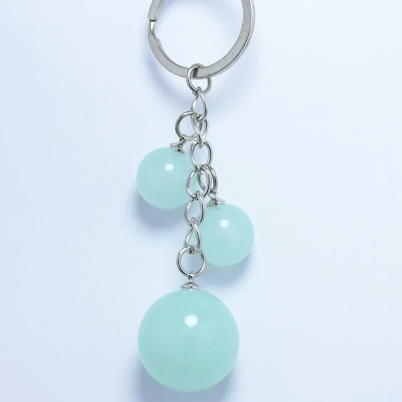 

2020 Candy Colored Acrylic Beads Key Chain 11 cm Silver Key Ring Cute Pendant Bag Charming Car Key Holder Personality Gifts
