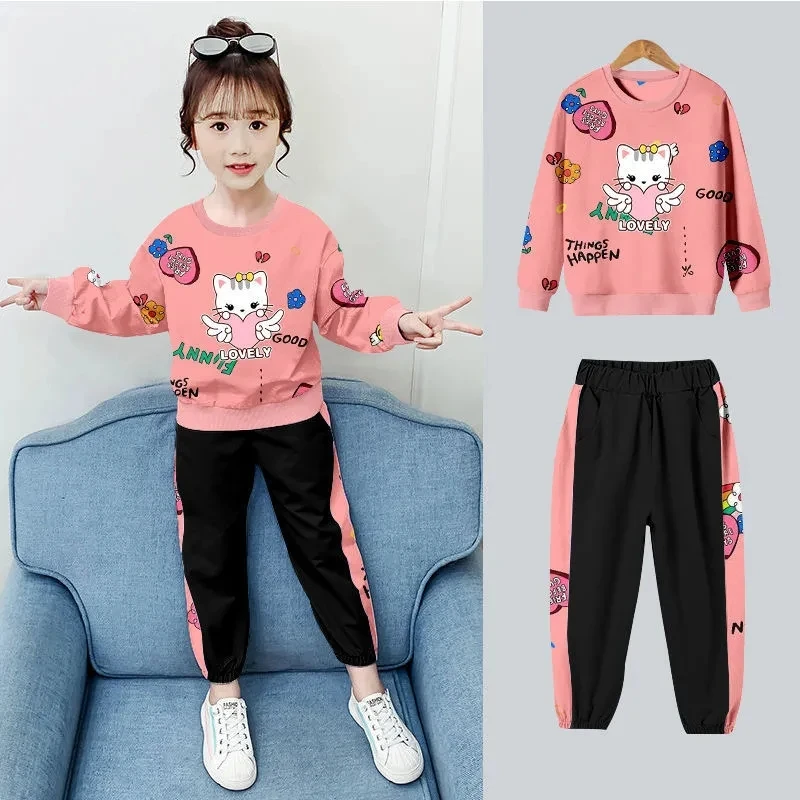 Kids Girl Outfit 2Pcs Set Spring Autumn Toddler Children Casual Sweatshirt+Pants Students Fashion Boutique Girls Clothes