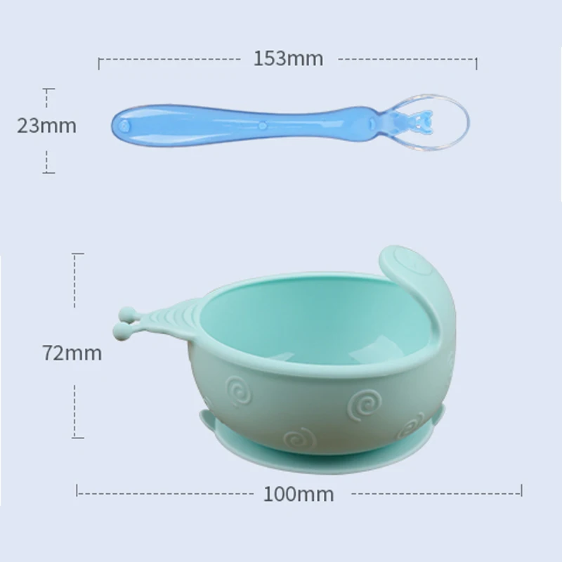 Baby Silicone Bowl Antidrop Sucker Design Feeding Tableware food grade silicone Snail Food Dinnerware For girl Waterproof Spoons