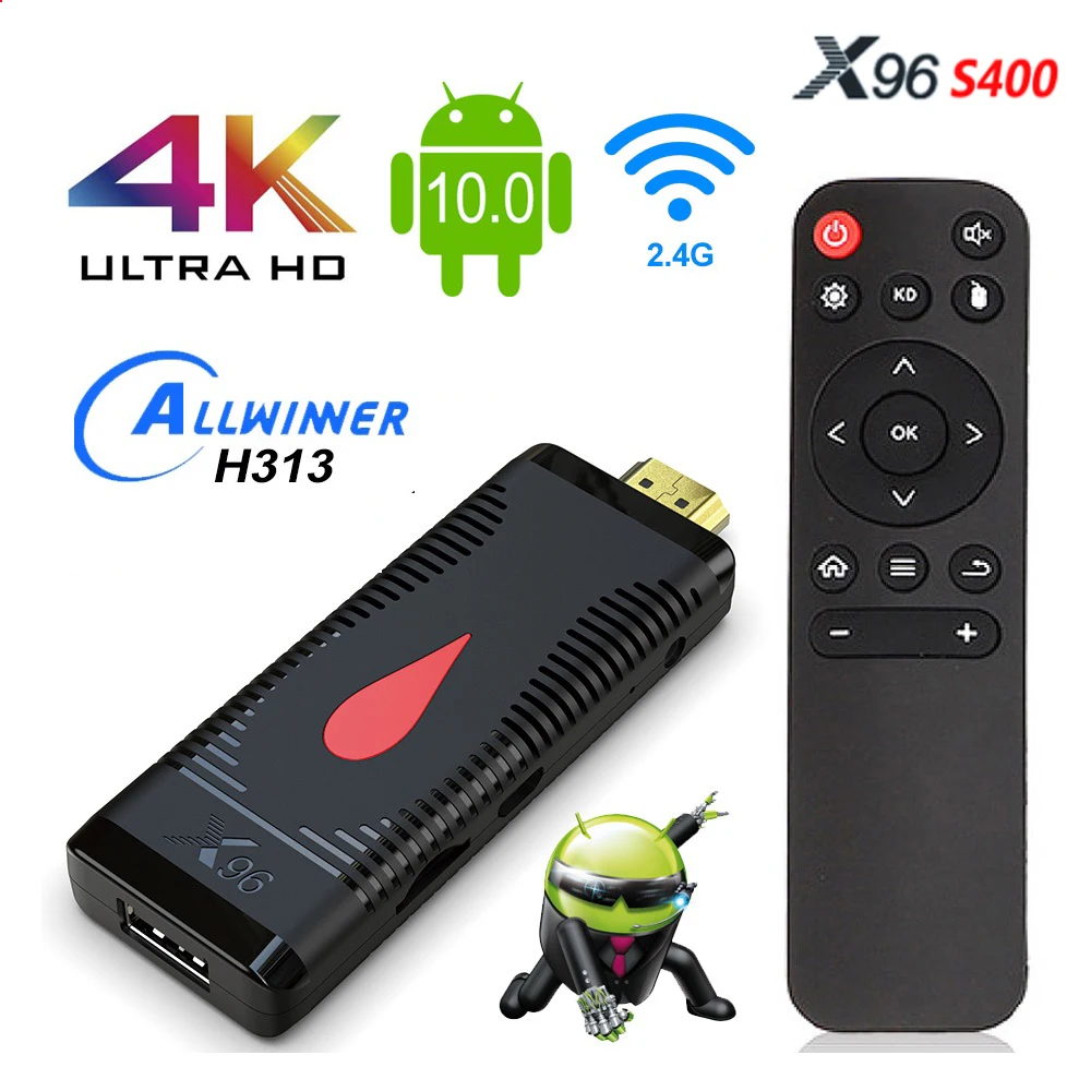 Смарт-ТВ X96 S400 Android 10 Allwinner H313 LPDDR3 2 4G WiFi 1080P HD 4K 60fps Youtube TV Dongle ИК-приемник VS X96S |