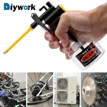 

DIYWORK 250ML Clear Oil Can Oiler Lubrication Oil Plastic Machine Pump High Pressure Transparent Oiler Grease Flex Gun