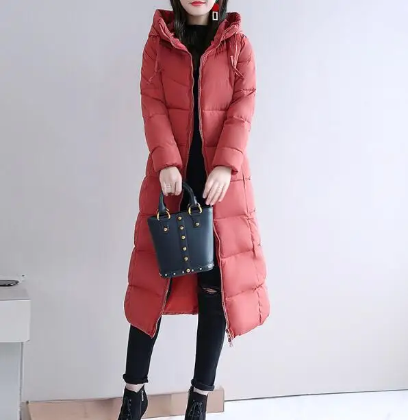 Women's Winter Hooded Long Parka Plus Size 4XL Slim Warm Coat Down Jacket Female 2022 Solid Elegant Cotton Padded Jackets Ladies