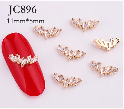 JC896 2 шт./лот, 20 стилей, циркониевые кристаллы, верх-длинная цепочка, 3D сплав, циркон, аксессуары для дизайна ногтей, роскошные Угловые Крылья, циркониевые подвески для ногтей, HGe11 - Цвет: JC896