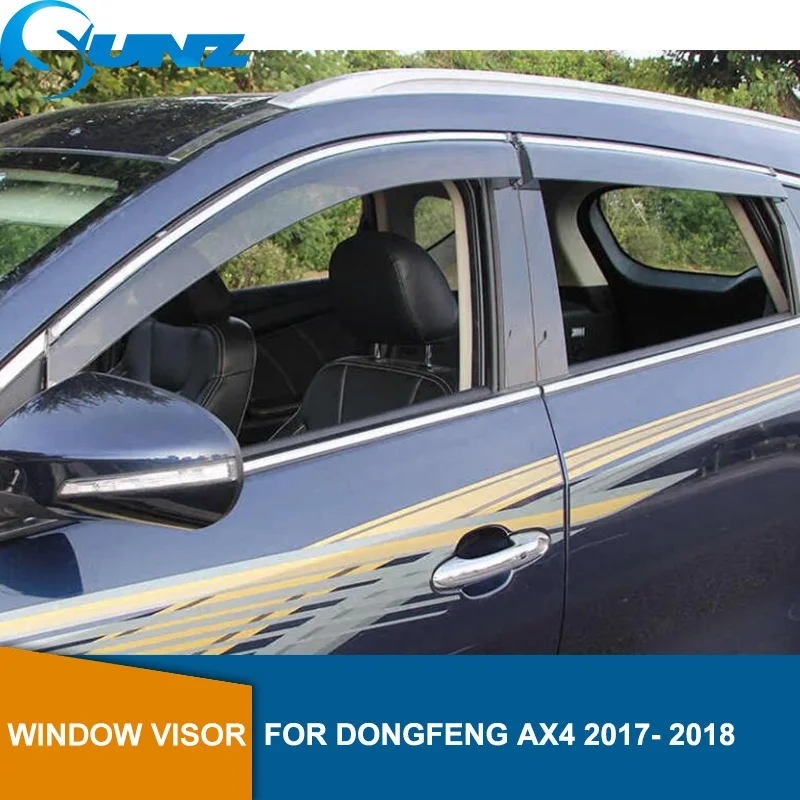 

smoke Car Side Window Deflectors For DONGFENG AX4 2017 2018 Sun Shade Awnings Shelters Guards accessories SUNZ