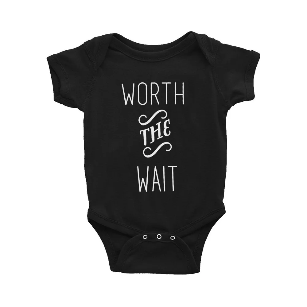 Casual Fashion Funny Baby Kids Boys Letter Printed Soft Worth The Wait Playsuit Outfits  Clothes Drop Shipping 3