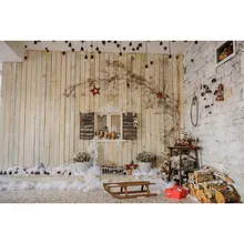  Christmas Photography Backdrops Custom Wooden Cabin Porch Tree New Year Holiday Party Home Decoration Photo Booth Backgrounds 