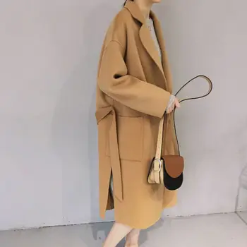 

Winter Long Overcoat Women Korean Outwear Coat Loose Plus Size Elegant Long Sleeve Femme Solid Color Comfortable And Breathable