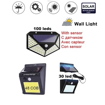 

Leds Solar Light Waterproof Motion Sensor Wall Lamp Powered Panel Lighting Street Outdoor Garden Lights White Black Color indoor